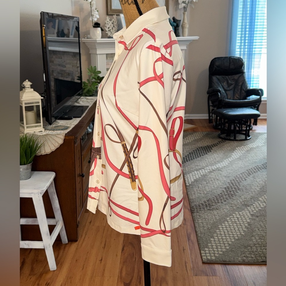 J. McLaughlin NEW Rope Equestrian Catalina Cloth long Sleeve Betty knit Shirt, M - Picture 5 of 9